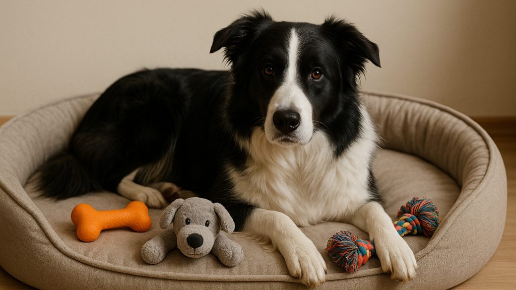 zabawki w legowisku dla psa