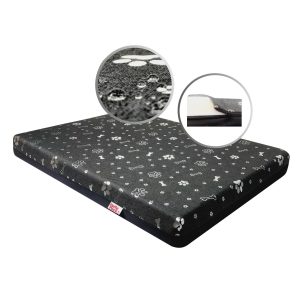 Ciemno-szary wodoodporny materac ortopedyczny Lara dla psów, z wygodnym pokrowcem i wsparciem stawów