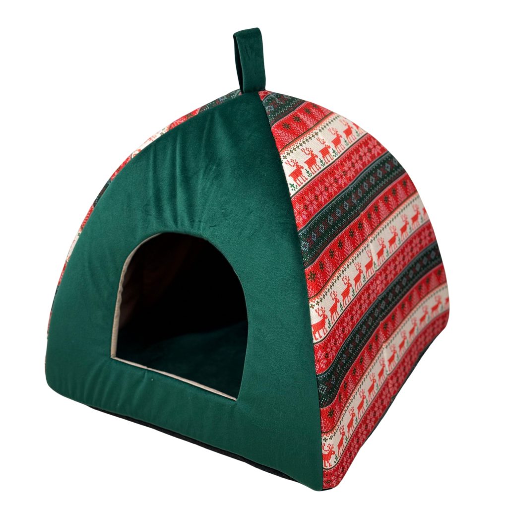 Domek świąteczny Leo zielony 75×55 cm dla małych psów i kotów