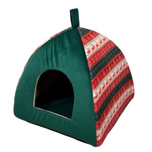 Domek świąteczny Leo zielony 75×55 cm dla małych psów i kotów