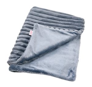 Szary dwustronny kocyk Milo dla psów i kotów, wykonany z miękkiego materiału polarowego