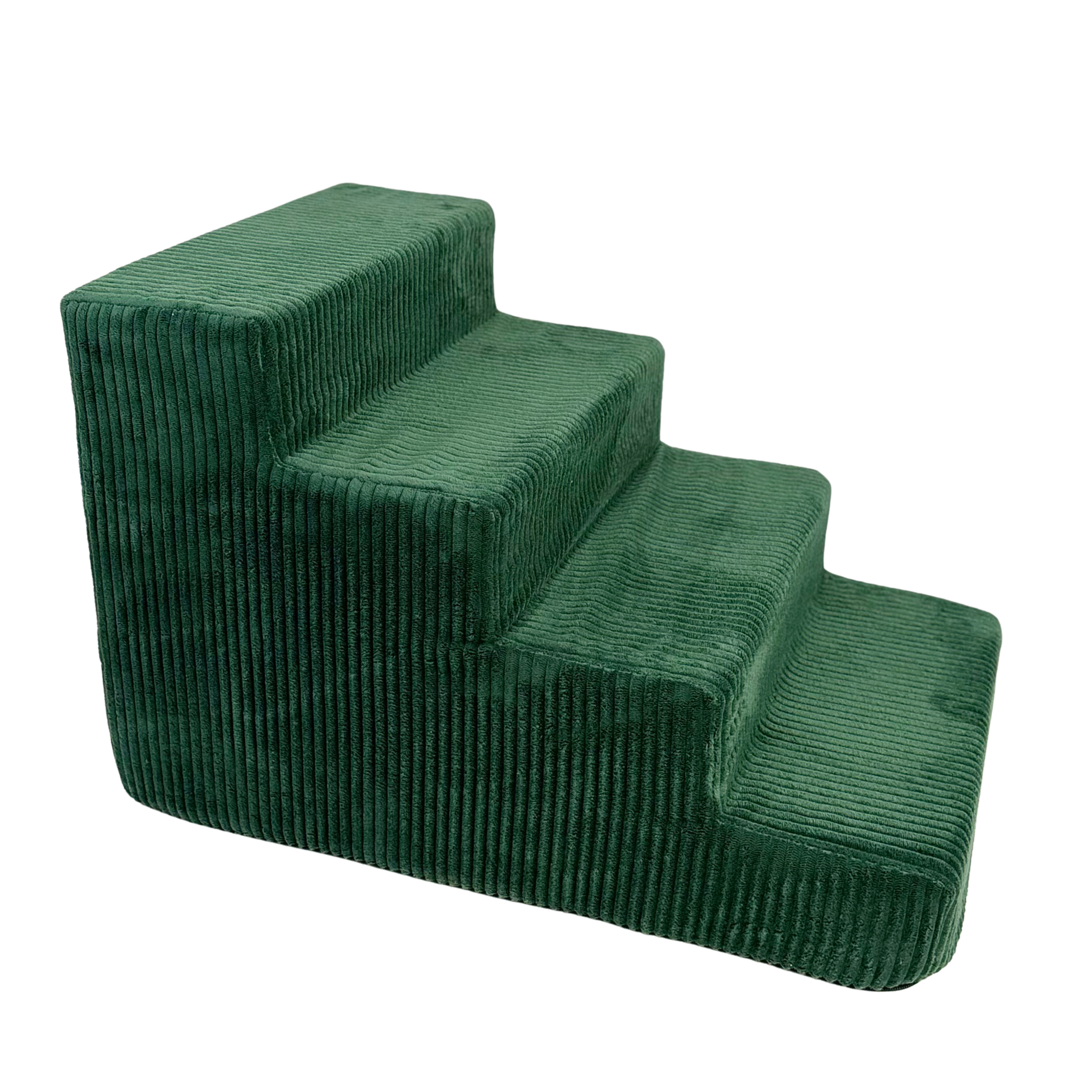 Schody dla psa Lola 4-stopniowe z tkaniny sztruksowej w kolorze zielonym 60x40x40 cm z antypoślizgowym spodem i zdejmowanym pokrowcem