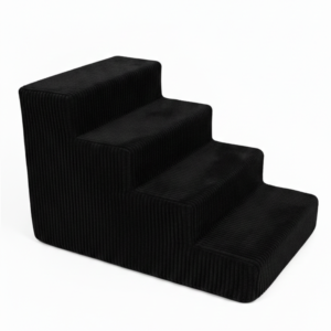 Schody dla psa Lola 4-stopniowe z tkaniny sztruksowej w kolorze czarnym 60x40x40 cm z antypoślizgowym spodem i zdejmowanym pokrowcem
