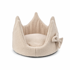 Legowisko Lumi Princess z tkaniny boucle w kolorze kaszmirowym dla psa i kota przytulne z zabudowanymi ściankami